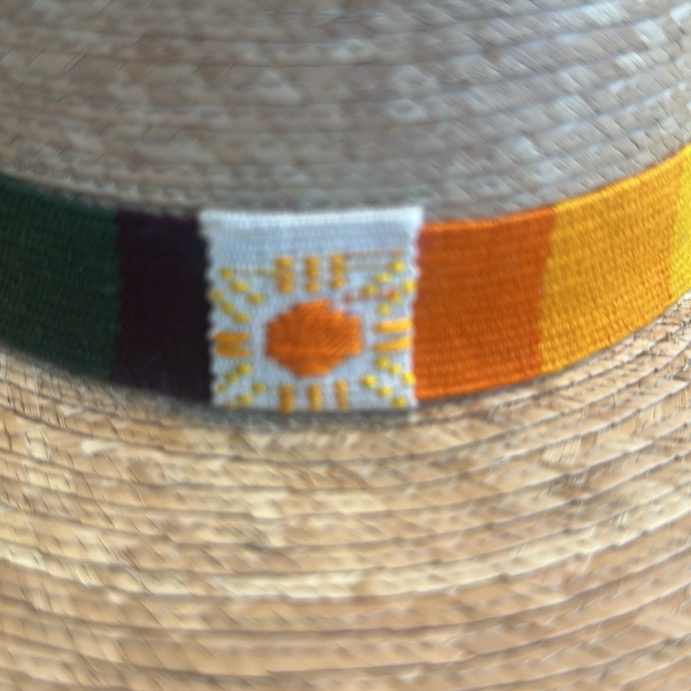 Sunshine Tienda Wide-Brim Straw Sun Hat with Colorblock Band - Natural - Picture 10 of 10
